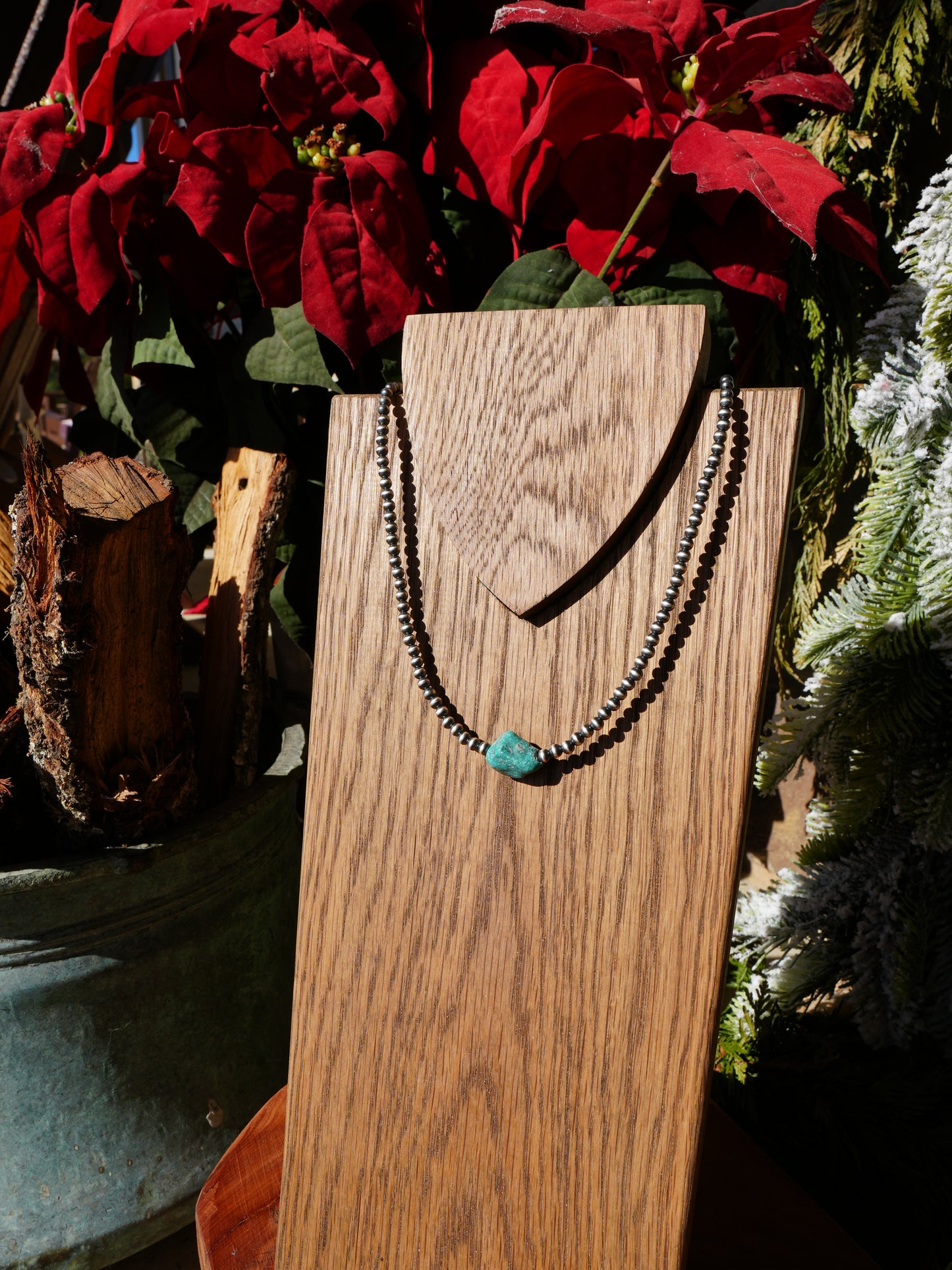 Nugget Turquoise/Sterling Bead Necklace