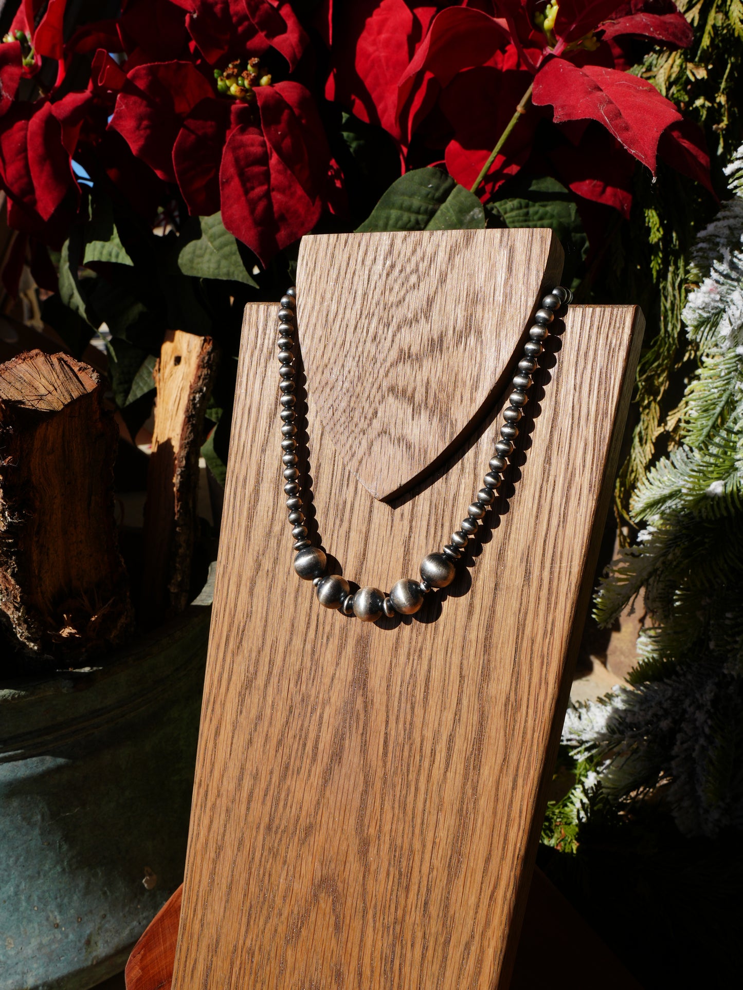 12mm Graduated Sterling Bead Necklace