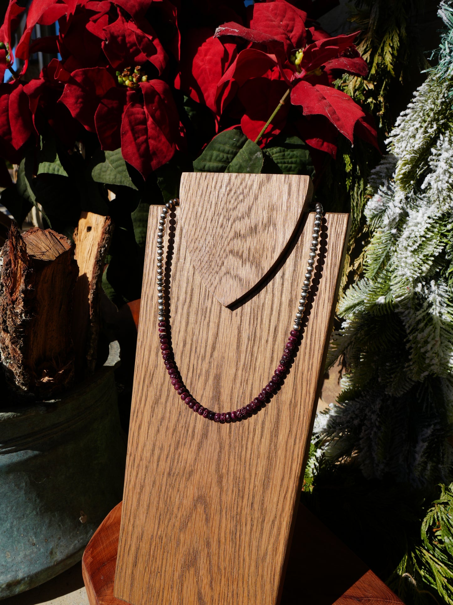 Purple Spiny Sterling Silver Bead Necklace