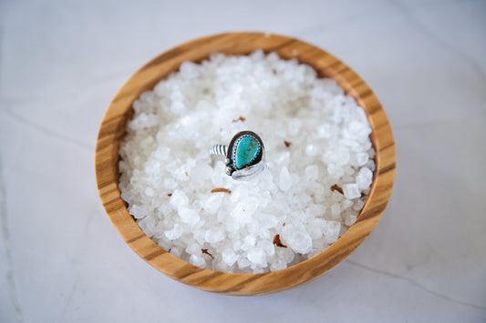 Turquoise Mountain Feather Ring (8.25)