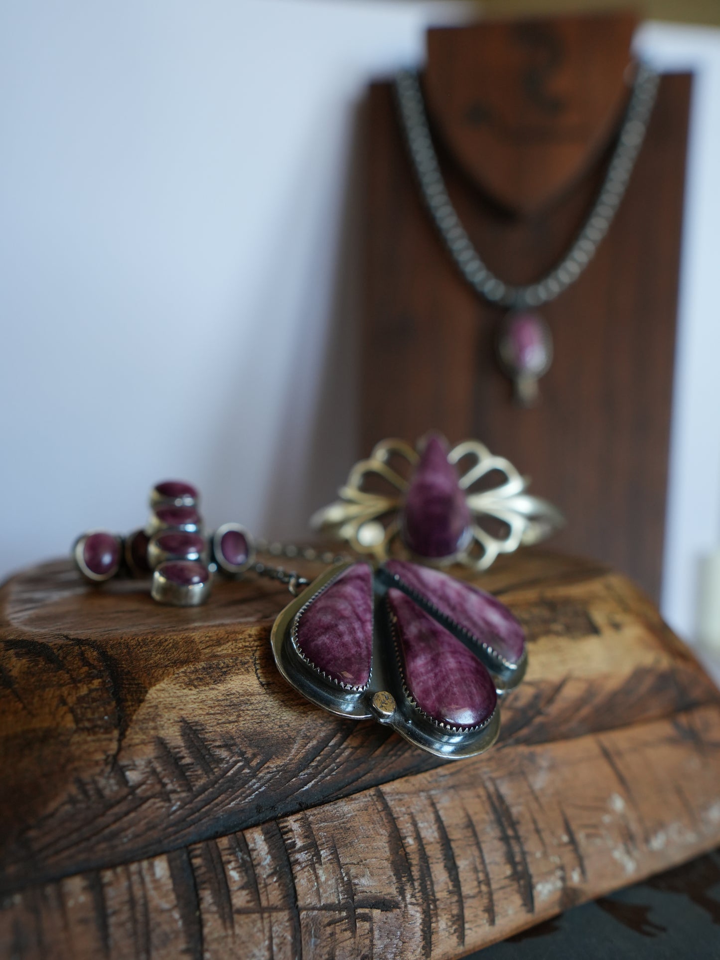 Purple Spiny Medallion Necklace