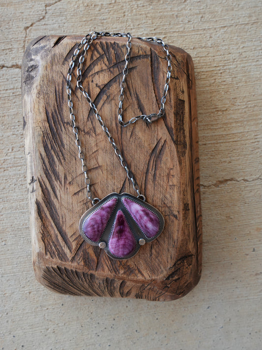 Purple Spiny Medallion Necklace