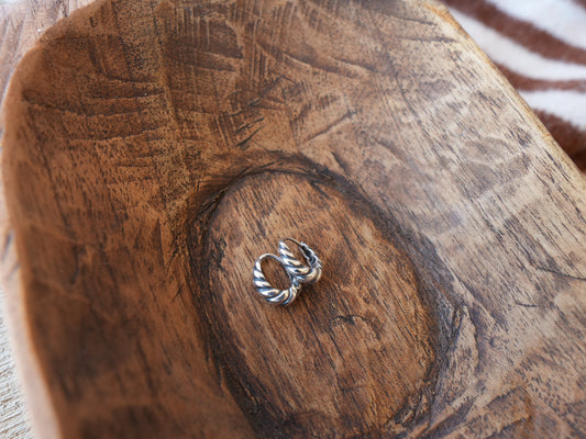 Sterling Rope Huggie Earrings